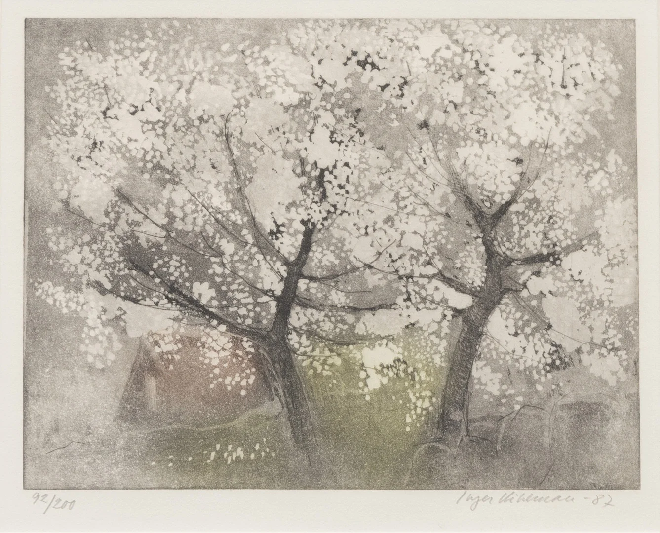 INGER KIHLMAN. Blommande träd, litografi, 92/200, signerad och daterad -87. — Engravings & Prints — Garpenhus Auktioner