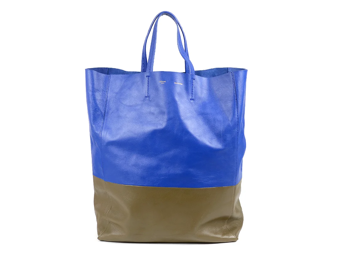 VÄSKA, CÉLINE, Cabas Bag Bicolor, klarblå, mellanbrunt läder, 32x40x13 cm, dustbag. — Accessoarer/Väskor — Kaplans