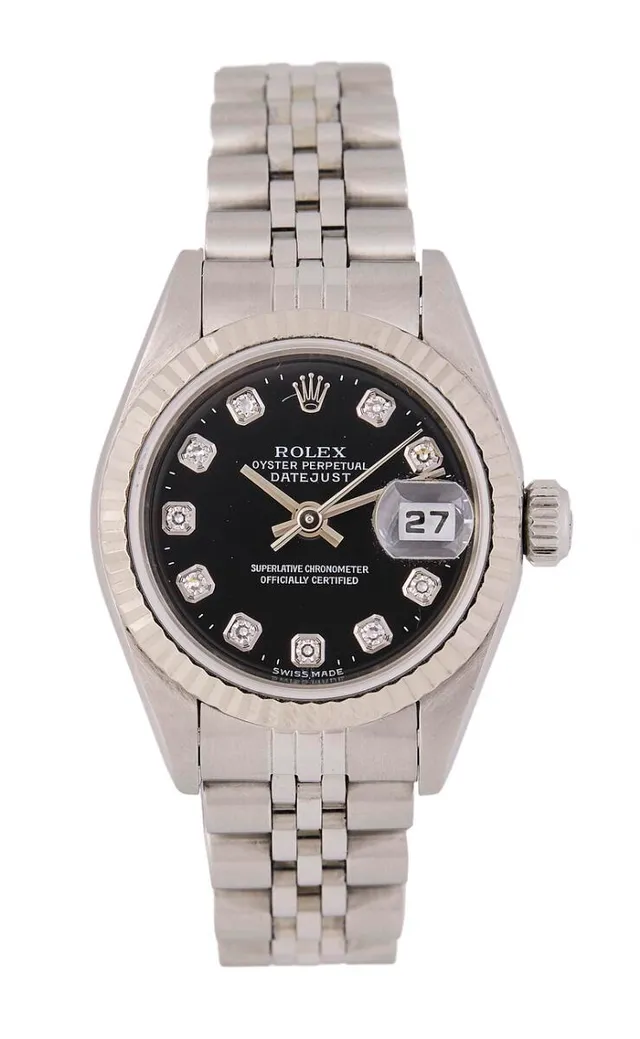 Rolex: Datejust of steel with diamond-set dial, ref. 79174. Mechanical movement with automatic winding and date indication, cal. 2235. 1999.