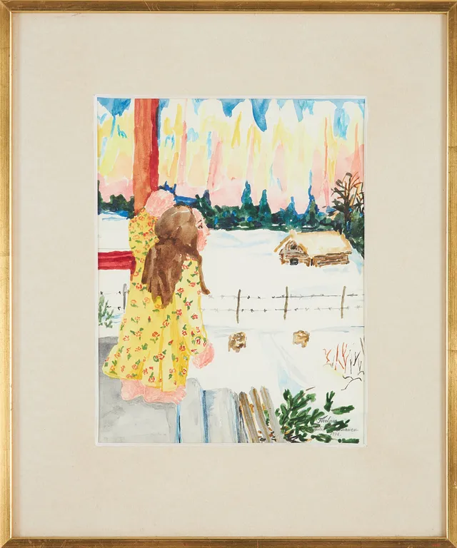 THELMA AULIO PAANANEN. Kvinna i vinterlandskap, akvarell, signerad och daterad, -76.