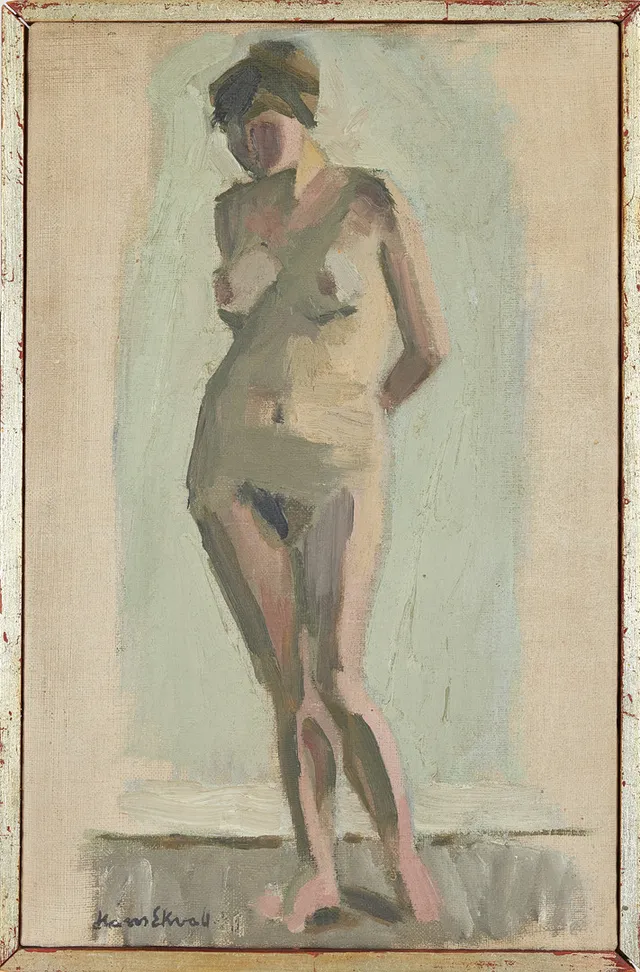 HANS EKVALL (1918-2004). "Modell" olja på duk, signerad.