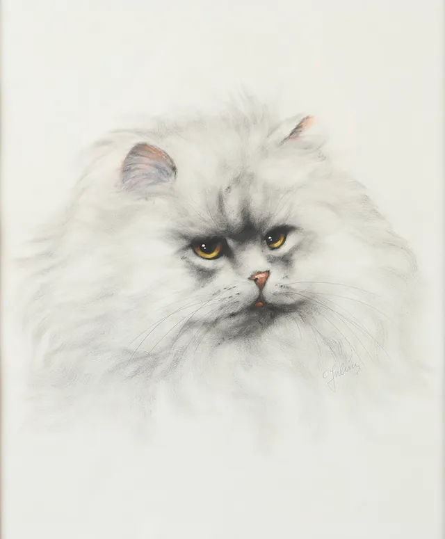 CARL JULIUS. Katt, teckning, signerad C. Julius.