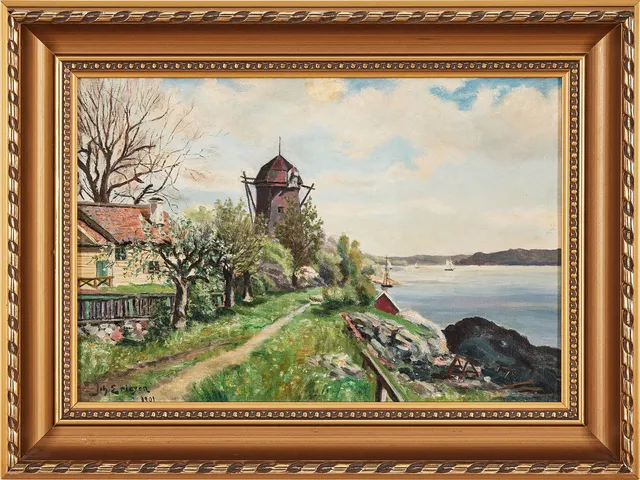 JOHAN ERICSON. Kvarn vid kustlinje.