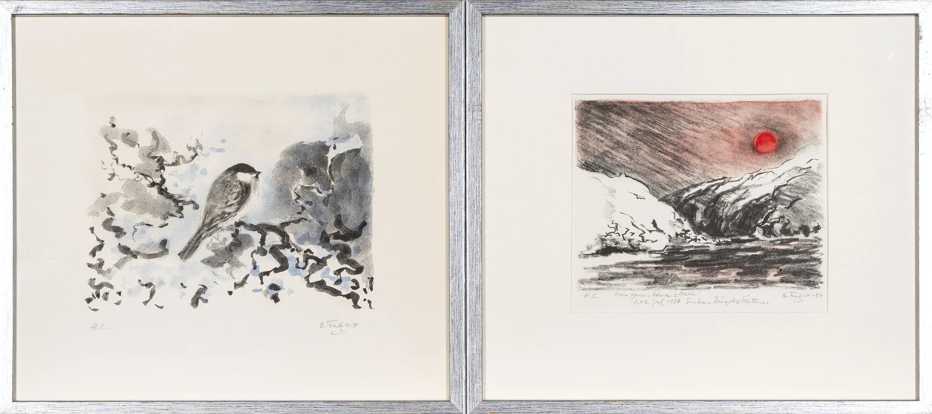SIXTEN FAGER (1920-2010). Färglitografier, motiv av fjällandskap och fågel, signerade och numrerade HC, 2 st. — Engravings & Prints — Norrlands Auktionsverk