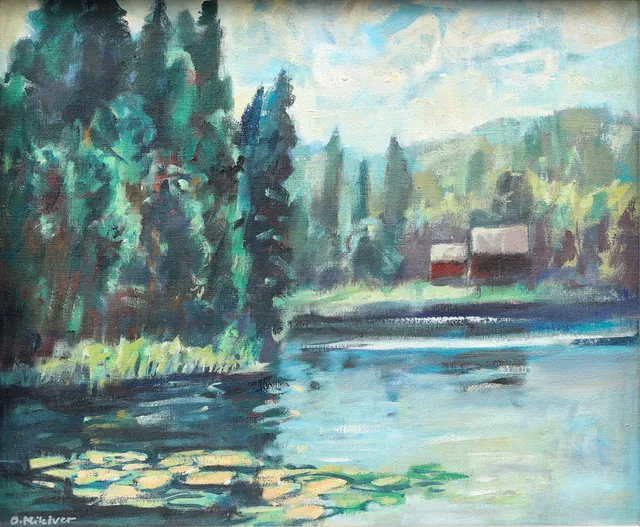 OLEV MIKIVER (ESTLAND 1922-1994). "Vid Tidan", olja på duk, signerad.