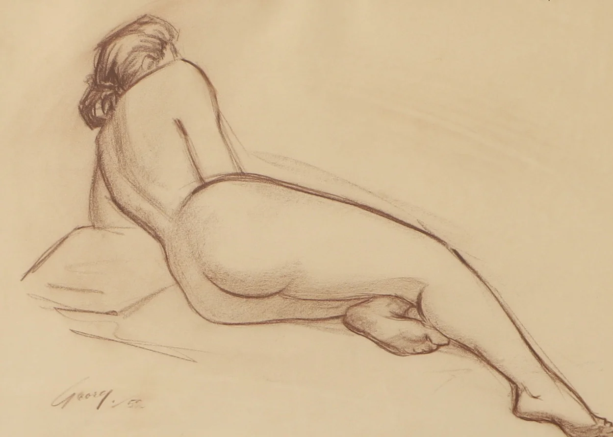 GEORG NILSSON. Modell, rödkrita, signerad Georg -52. — Drawings — Helsingborgs Auktionskammare