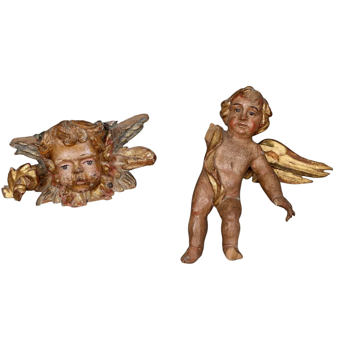 SPANISH SCHOOL, 17TH-18TH CENTURY. Angel and angel head. — Sculptures & Bronzes — Balclis