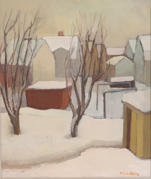 MARIA LINDBERG. Olja på duk, "Utsikt från ateljén", signerad.