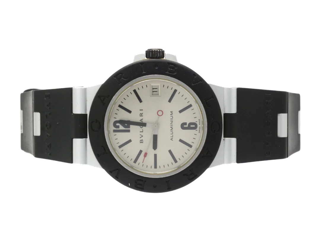 Bvlgari Herrur AL38A ref.L469 automat datum aluminium/gummiband -98 i box — Klockor/Övriga klockor — Kaplans