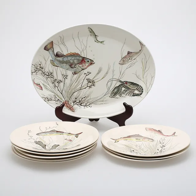 SERVISDELAR, 9 st, "Fish", Johnson Bros England.