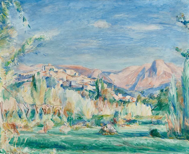 FRANS BERG (1892-1949): Sydländsk bergsby, signerad, olja på duk.