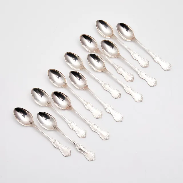 KAFFESKEDAR, Silver, 12 st, "Olga", GAB, Stockholm, 1966, i etui.