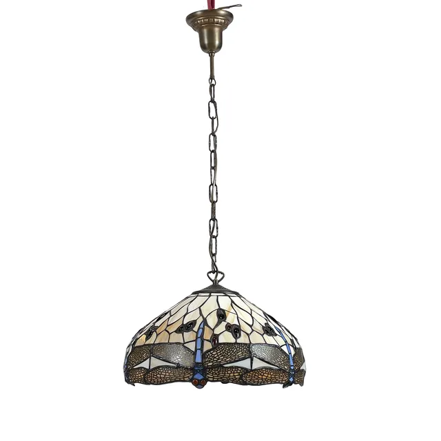 TAKLAMPA. Tiffanystil, blyinfattat glas, 1900-talets senare del.