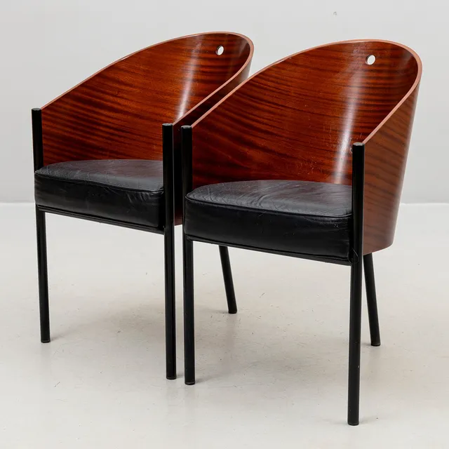 PHILIPPE STARCK. Karmstolar, ett par, "Costes", Aleph, Driade Italien, 1980/90-tal.