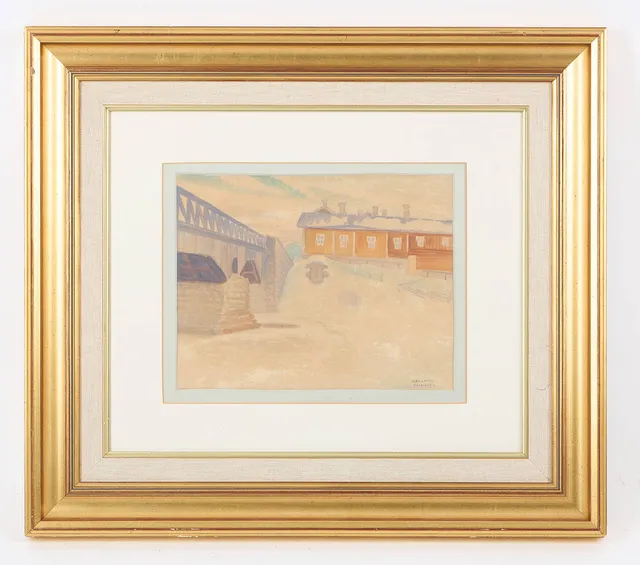 VÄINÖ KAMPPURI. Vy från Pemar, signerad Paimio samt daterad 1919, akvarell.