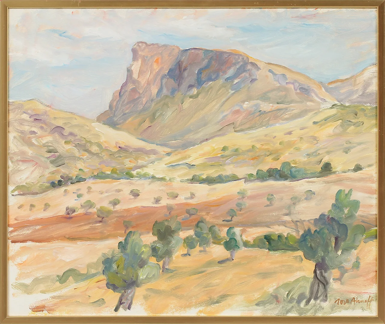 TORE AHNOFF. "Berg och olivträd". Olja på duk, signerad Tore Ahnoff. — Paintings — Göteborgs Auktionsverk