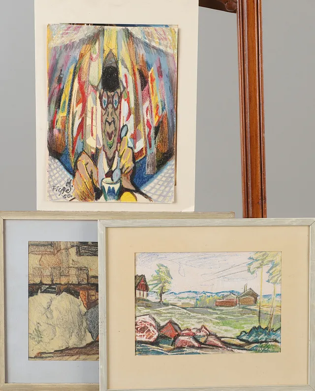 FIGGE HOLMGREN. 3 stycken teckningar signerad Figge H.