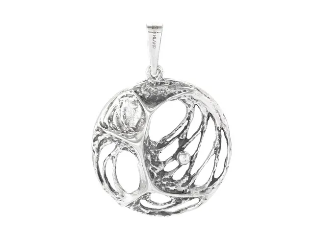 KARL LAINE, hänge, Spiderweb, sterlingsilver, Åbo 978, Finland, höjd 48 mm, vikt 7,1 g.