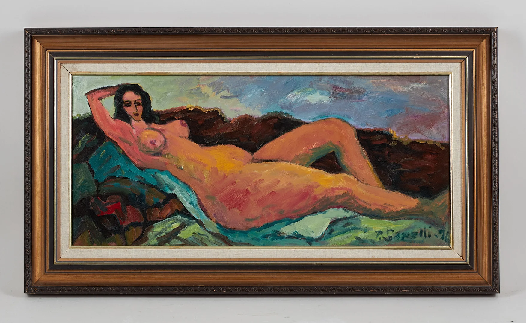 PAAVO SARELLI. Vilande modell, signerad samt daterad -96, olja på pannå. — Paintings — Stockholms Auktionsverk Helsinki
