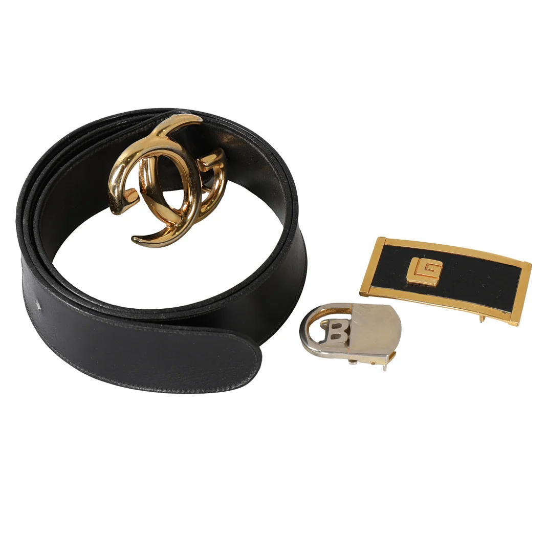 A GUCCI BELT AND TWO OTHER BUCKLES (3). — Vintage & Designer Fashion — Bishop & Miller