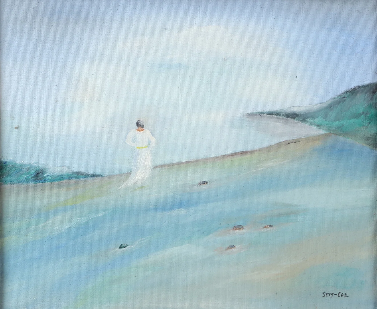 STIG CARLSSON. Kvinna på strand, olja på duk, signerad. — Paintings — Helsingborgs Auktionskammare