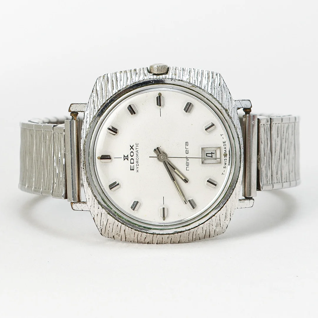 ARMBANDSUR, Edox, Hydromatic, New Era, vitmetall/doublé, automatisk, 1970-tal. — Wristwatches — Göteborgs Auktionsverk