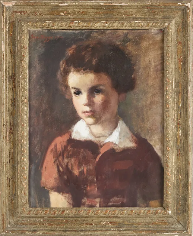 EVA BAGGE. barnporträtt av Pierre Bovet (1878-1965), olja på duk, signerad och daterad 1950.
