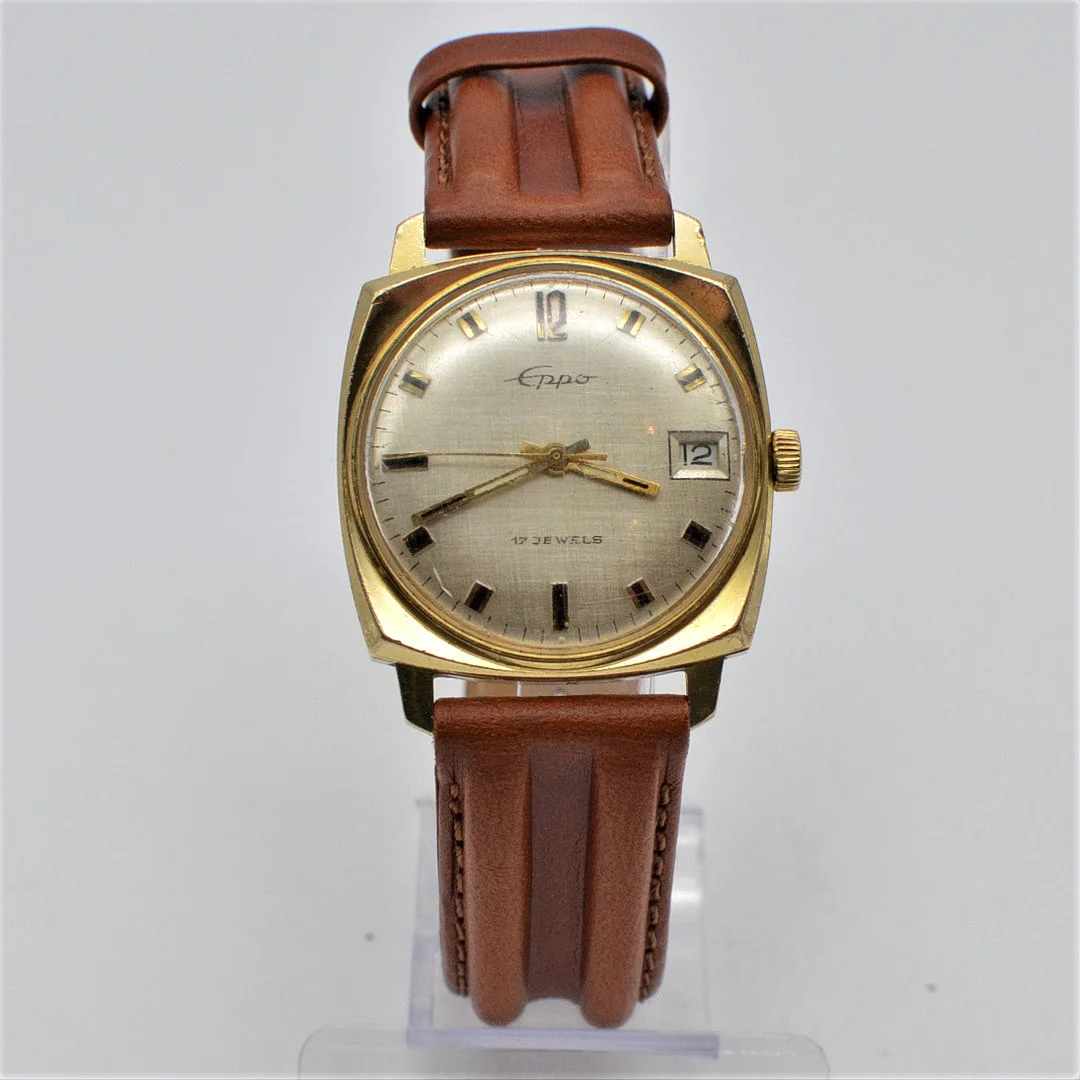 EPPO HERREN ARMBANDUHR - HANDAUFZUG - 17 JEWELS - DATUMSANZEIGE. — Wristwatches — Kunst- und Auktionshaus Kleinhenz