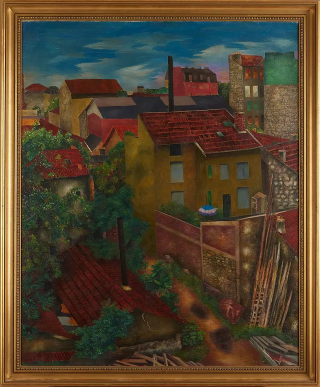 SVEN WESTMAN (1887-1962). Gatubild från Paris, signerad Sven R. Westman, olja på duk.