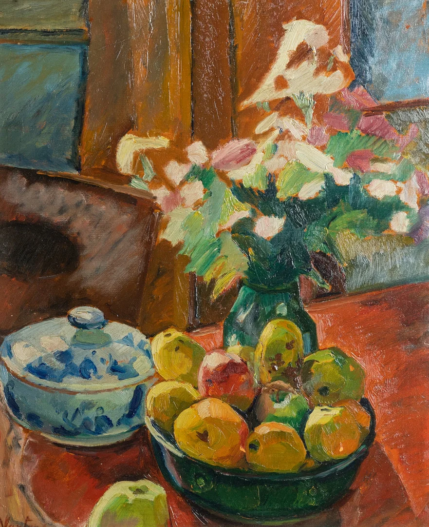 MOGENS VANTORE (1895-1977). Stillleben mit Obstschale. — Paintings — Stockholms Auktionsverk Hamburg