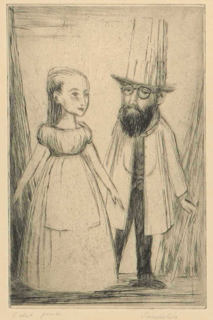 BÖRJE SANDELIN (1926-1970), figurscen, etsning. — Engravings & Prints — Stockholms Auktionsverk Helsingborg
