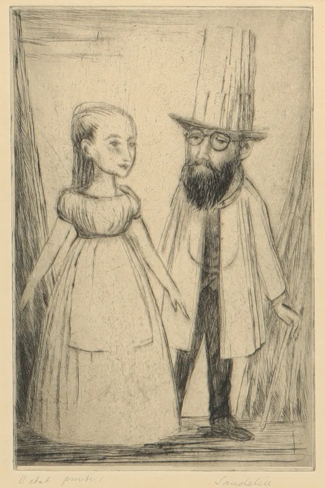 BÖRJE SANDELIN (1926-1970), figurscen, etsning.