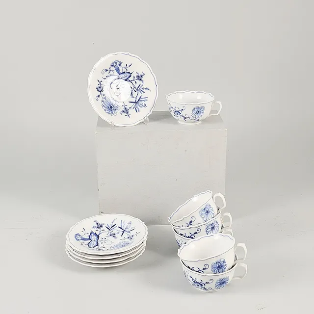 Koppar med fat, 5 del, Meissen.