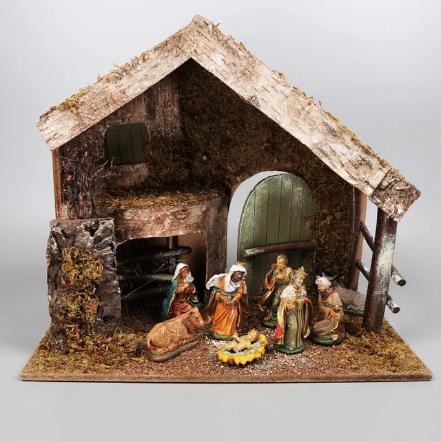 JULKRUBBA MED FIGURER, 1900-talets mitt.