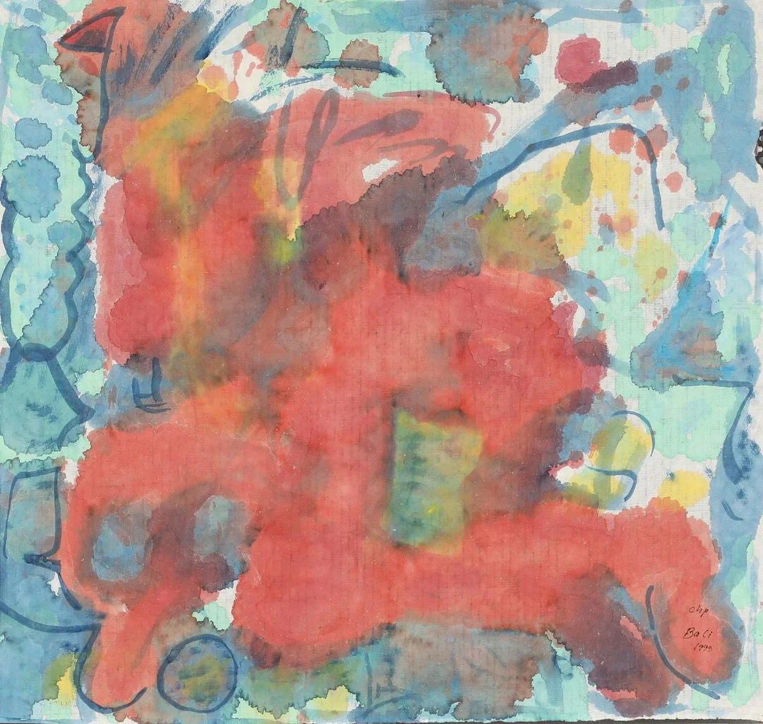 Carl-Henning Pedersen: “Sunset”. Signed CHP, Bali 1993. Watercolour on paper. Sheet size 50×53 cm. — Modern Paintings/CoBrA — Bruun Rasmussen