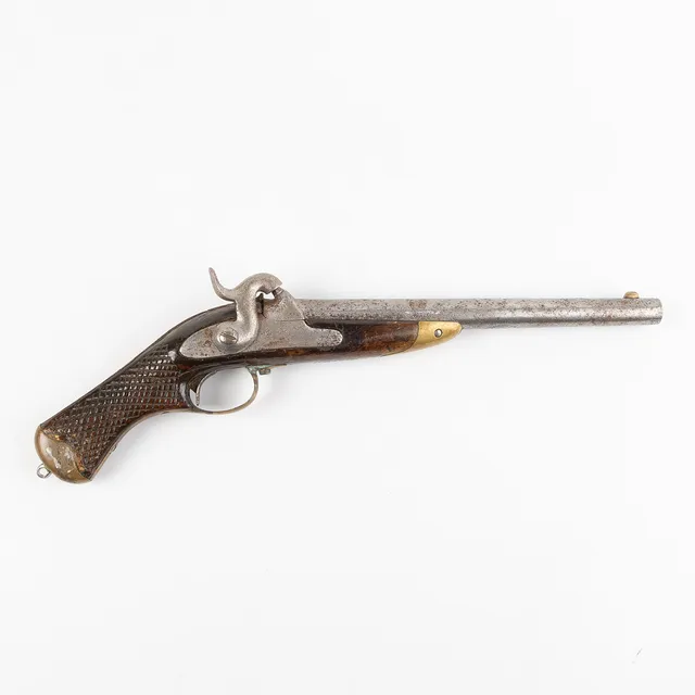SLAGLÅSPISTOL, flankör, svensk, troligen mod/1850, Carl Gustafs stads gevärsfactori 1852.