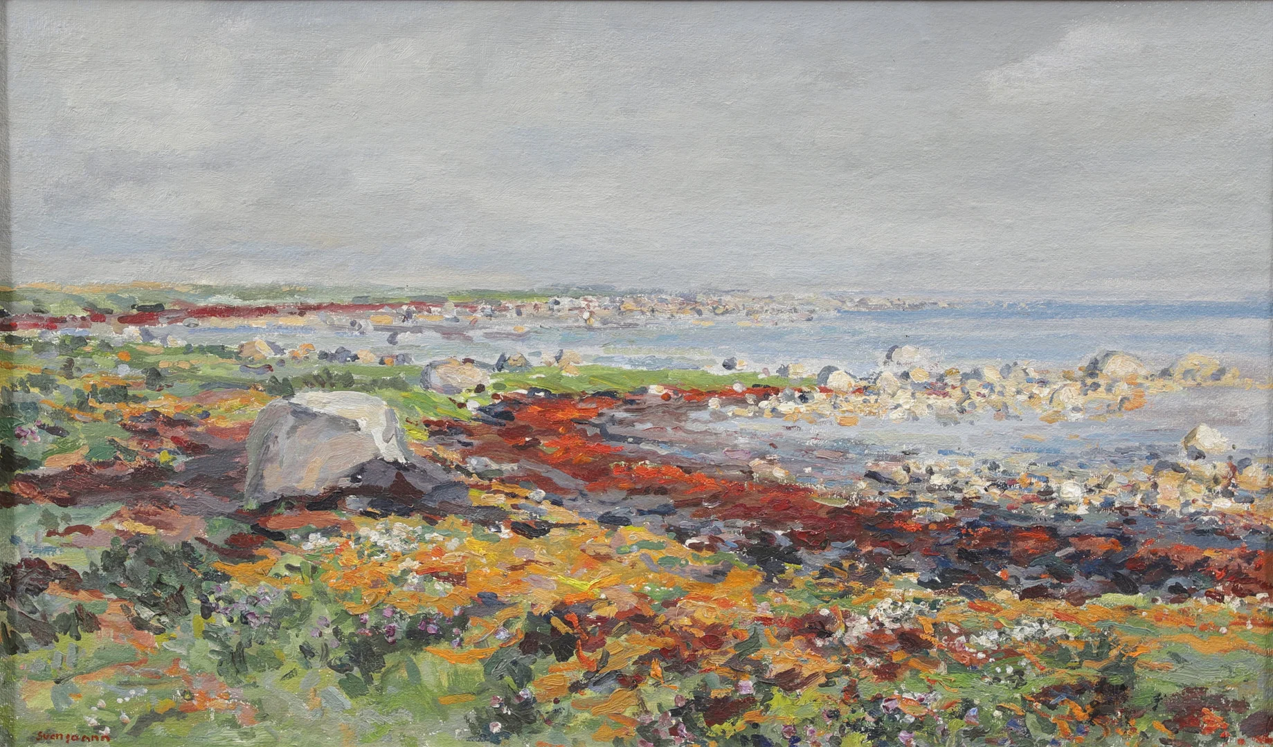 SVEN JOANN. "Augustimorgon vid Ölands östra sida" olja på pannå, signerad och daterad 1969. — Paintings — Växjö Auktionskammare