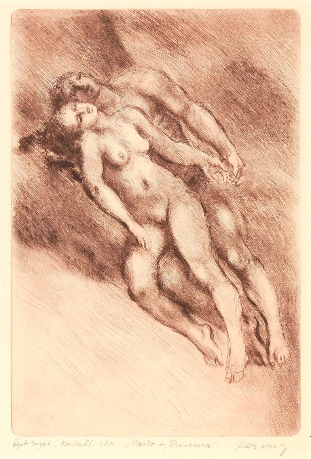 Ung, Per — "Paolo og Francesca" — Kunst/Grafikk — Blomqvist