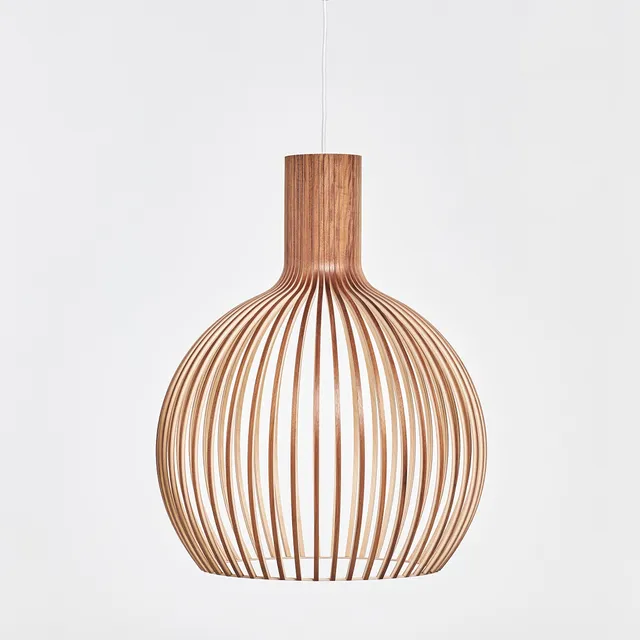 SEPPO KOHO. Taklampa, "Octo 4240", för Secto Design, björklaminat fanerat med valnöt, Finland, samtida.