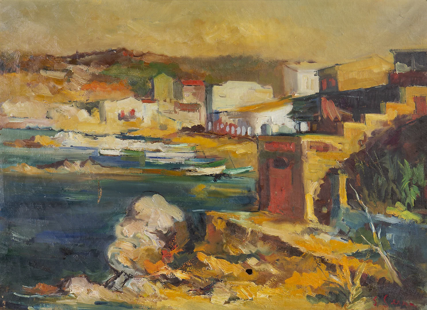 JOAN SERRA MELGOSA. Seaside view, probably Calella de Palafurgell. — Paintings — Balclis