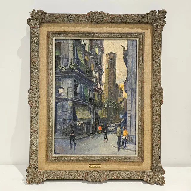 RAMON DE CAPMANY. ÓLEO LIENZO, "EL CARRER DE BASEA", 1972.