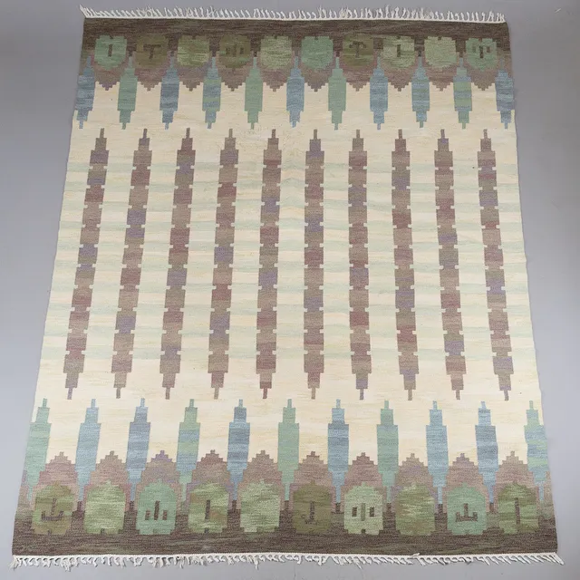JUDITH JOHANSSON. matta, "Hallandsåsen", rölakan, signerad JJ, komponerad 1961.