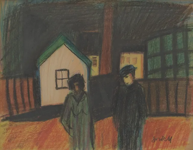 IVAN JORDELL. Kvällspromenad, pastell, signerad Jordell.