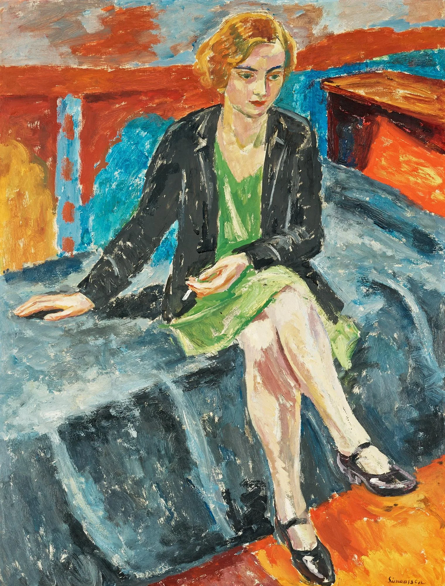 Birger Simonsson, "Flicka med cigarett". — Bukowskis