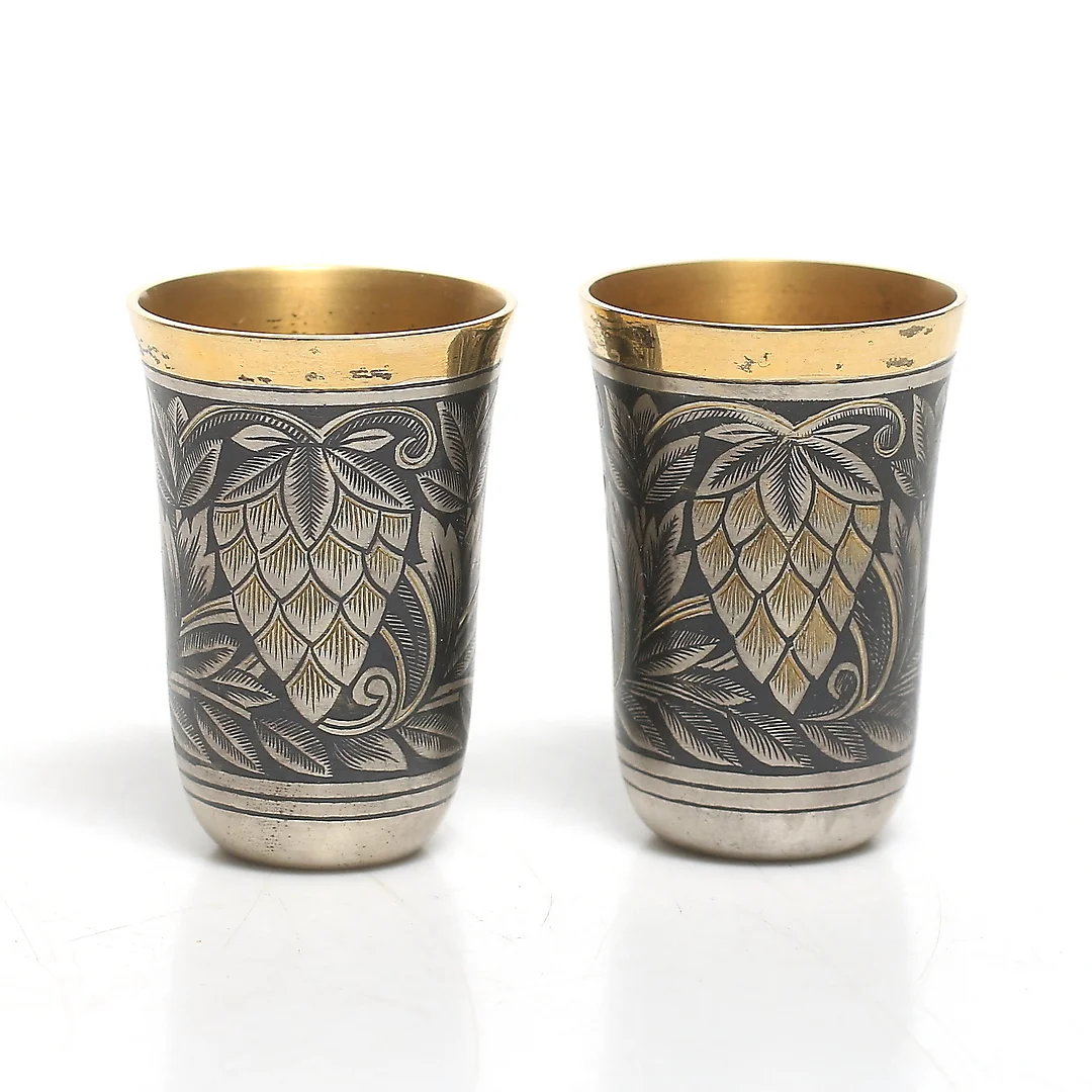 SUPKOPPAR, 2 st. silver, Sovjet, 1900 talets andra hälft. Vikt 100 gram. — Silver — Stadsauktion Sundsvall
