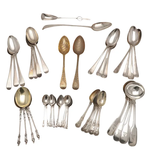 MIXED SILVER FLATWARE.