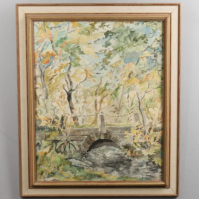 HANS ABRAHAMSSON. Akvarell, "Den gamla Vasabron", signerad och daterad 1964.