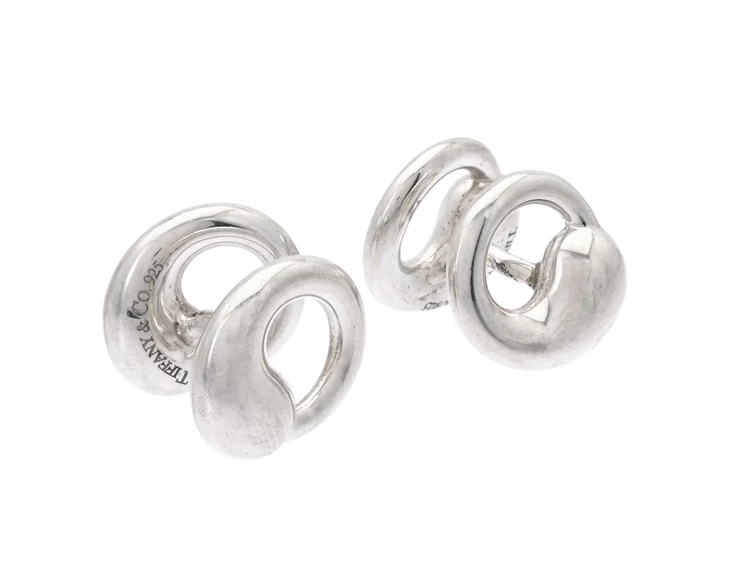 TIFFANY & CO, manschettknappar, Circle Cuff Links, sterlingsilver, design Elsa Peretti, vikt 11,4 g, etui, — Smycken/Manschettknappar — Kaplans