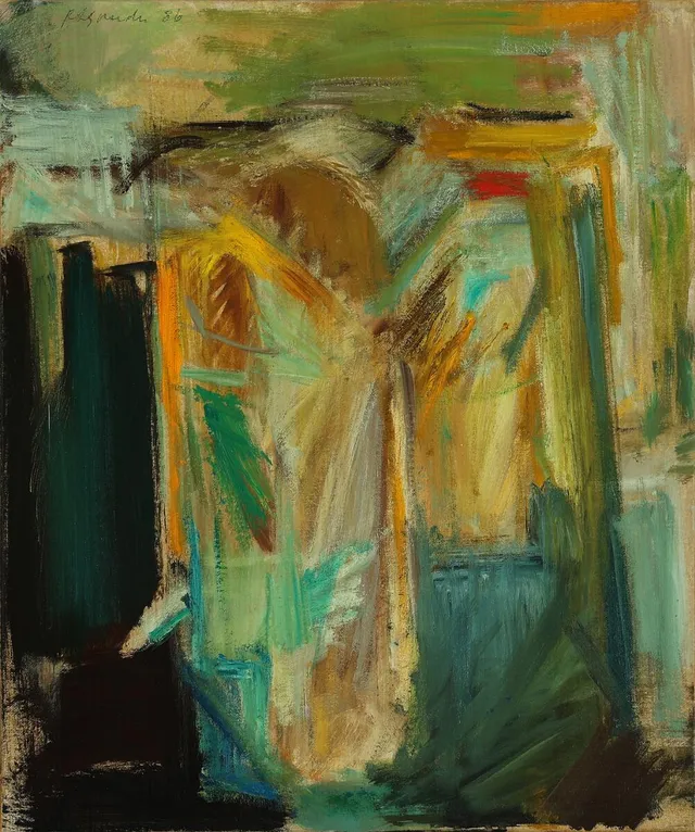 Composition. Signed Peter Brandes 86. Oil on canvas. 46×38 cm.