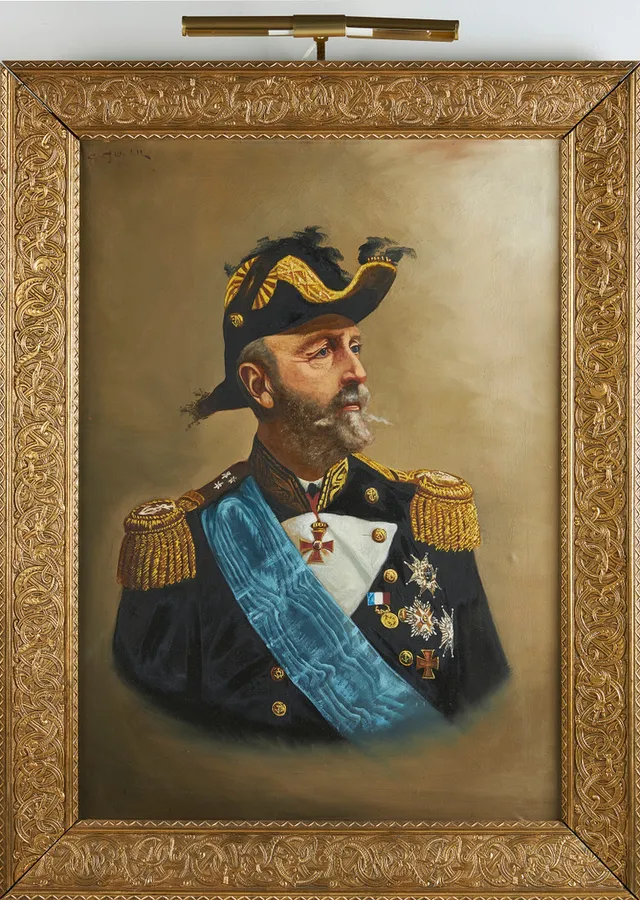CARL GABRIEL WADELL (1865-1909). Porträtt av Oscar II i amiralsuniform, olja på duk, signerad och daterad C G Wadell 1896.